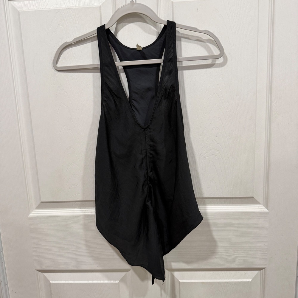 Free People Intimately Black Ruched Drawstring Racerback Tank Top XS - Picture 6 of 11